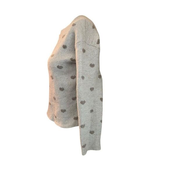 Splendid Ladies Small Gray Heart Sweater Crewneck Cotton Cropped Wool Soft $168 - Picture 4 of 6